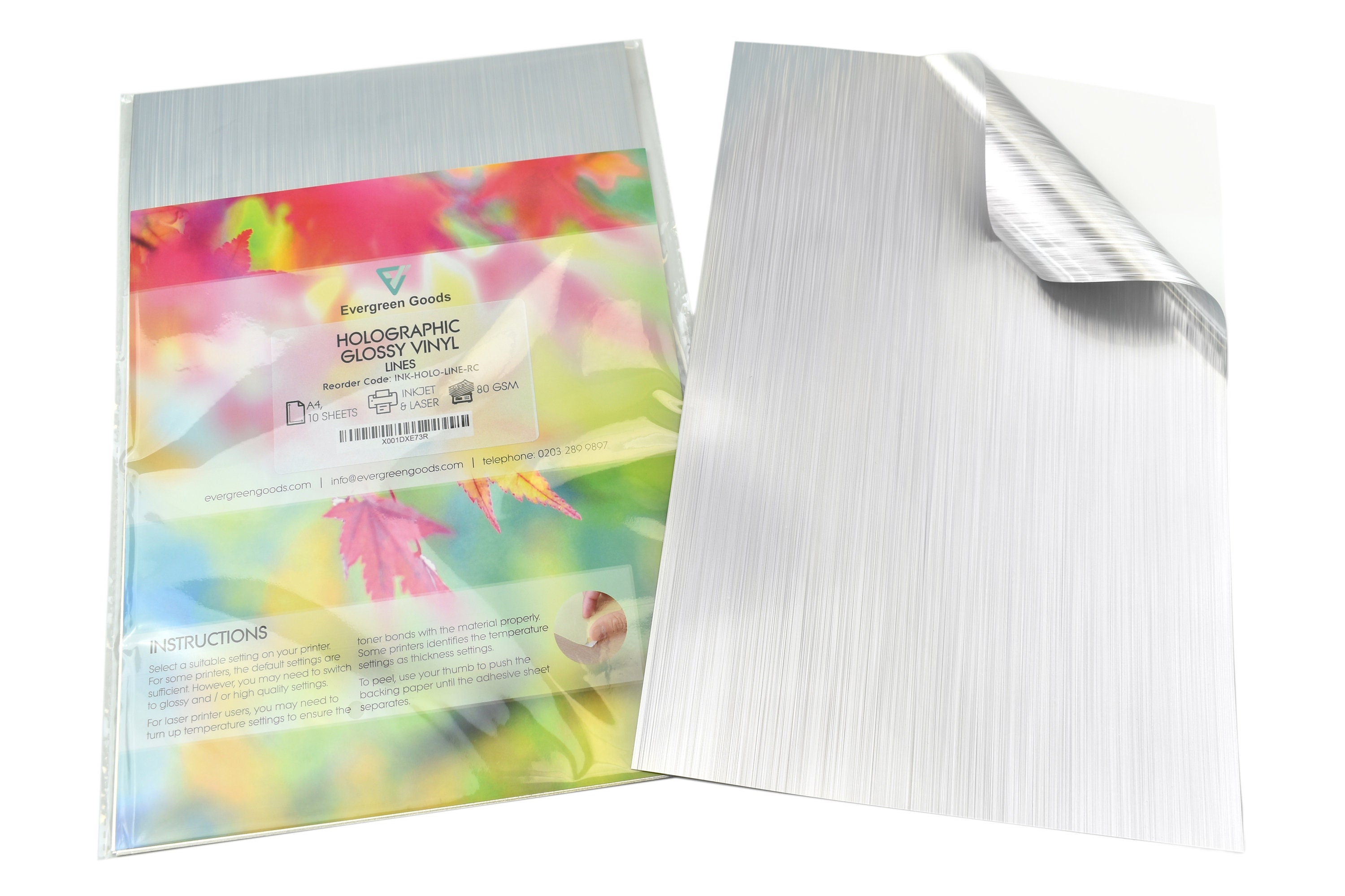 24 feuilles de papier autocollant en vinyle pour imprimante à jet d’encre -  papier autocollant brillant imprimable et holographique L