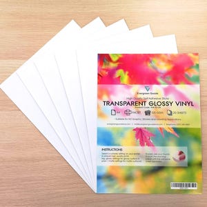 A4 transparentes Vinyl - anpassbare transparente Aufkleberetiketten, selbstklebende DIY-Blätter, kompatibel mit Tintenstrahldruckern und Stanzmaschinen