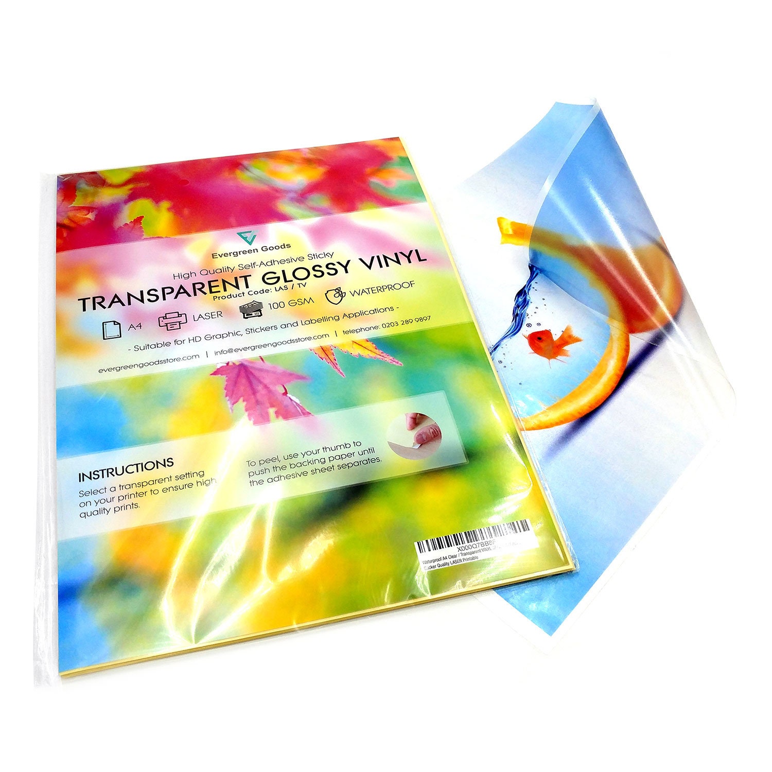 Films A4 transparent pour imprimante laser - 100 feuilles autocollantes