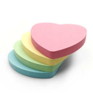 Herz Sticky Notes - Bunte Pastell Post-It-Zettel, 100 Bögen Memo Pads zum Lernen, an Erinnerungen & To Do Listen