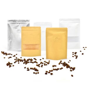 Kaffeebohnenbeutel - Stand-Up-Aufbewahrungsbeutel mit Einweg-Entgasungsventil, wiederverschließbarem Zip-Verschluss, wasserdichtem Futter, ideal für kleine Unternehmen