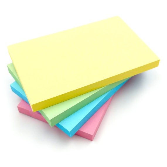 Rectangle Sticky Notes / Pastel Post It Notes / Memo Pads of 100 Pages Each  (127x76mm) / Great for Studying, Reminders & To Do Lists