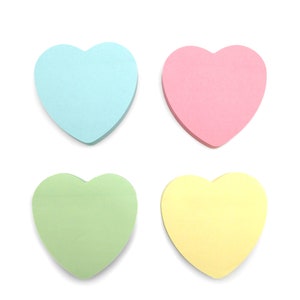 Heart Sticky Notes / Pastel Post It Notes / Memo Pads of 100 Pages Each 76x76mm / Great for Studying, Reminders & To Do Lists image 3