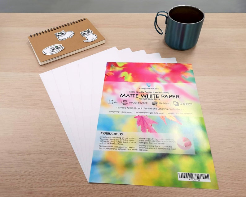 Matte Sticker Paper Labels / A4 White Blank Customisable DIY Etsy New