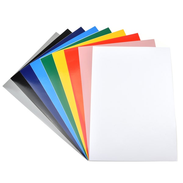 Coloured Sticker Vinyl / Customisable Printable Labels / A4 Self-Adhesive Sheets / Laser Printable Only / Die Cut Machine Compatible
