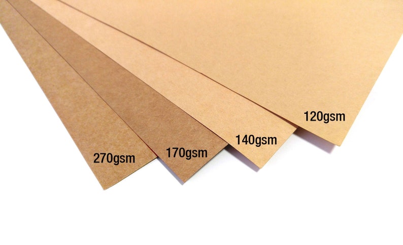 Kraft Brown Cardstock Paper / 50 Eco Sheets of 120, 140, 170 or 270gsm A4 Card / Inkjet and Laser Printable / Die Cut Machine Compatible image 1