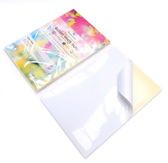 Glossy Sticker Paper Labels / A4 White Blank Customisable DIY Self-adhesive  Sheets / Inkjet & Laser Printable / Die Cut Machine Compatible 