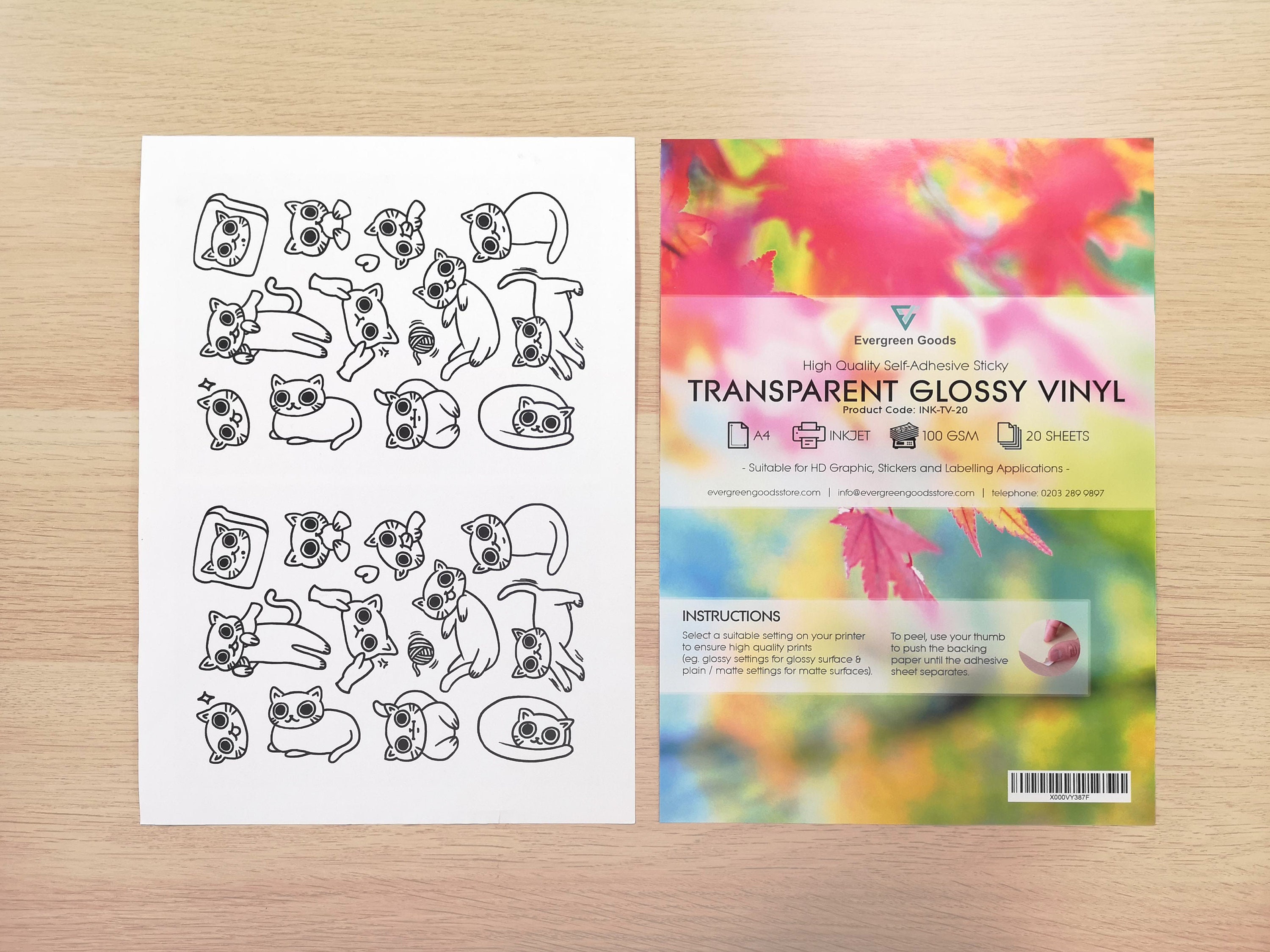 Transparent Sticker Vinyl / Customisable Printable Labels / A4