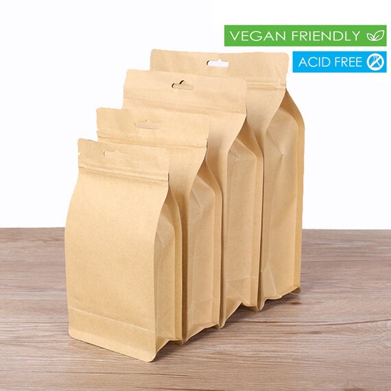 Kraft Paper Stand Up Bag Seal Packaging Sealable Zipper Food