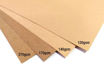 Carta Kraft A4 – 50 fogli ecologici marroni da 120, 140, 170 o 270 gsm, stampabile a getto d'inchiostro e laser, compatibile con fustellatrice
