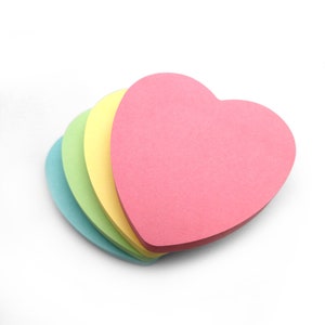 Heart Sticky Notes / Pastel Post It Notes / Memo Pads of 100 Pages Each 76x76mm / Great for Studying, Reminders & To Do Lists image 2