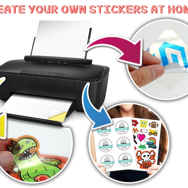 Sticker Paper / Vinyl | 20 A4 Blank Matte / Glossy DIY Sticker Self-Adhesive Sheets | Inkjet & Laser Printable | Die Cut Machine Compatible