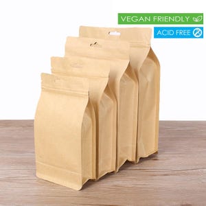 Buste a fondo piatto in carta kraft riciclabile in grandi quantità - Buste rivestite in alluminio, chiusura lampo riutilizzabile, interno impermeabile e imballaggio termosaldabile