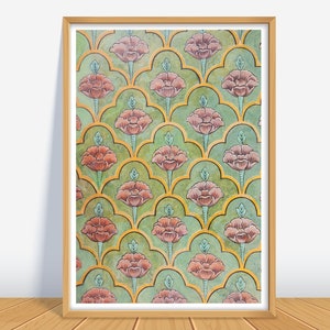 Vintage Mughal Floral Art Print: Indian Wall Decor (Digital Download)