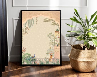 Mughal Art Wedding Sign, Indian Decor Print (Digital Download)