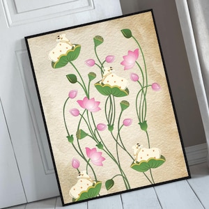 Pichwai Cow Painting: Vintage Indian Floral Wall Art (Digital Download)