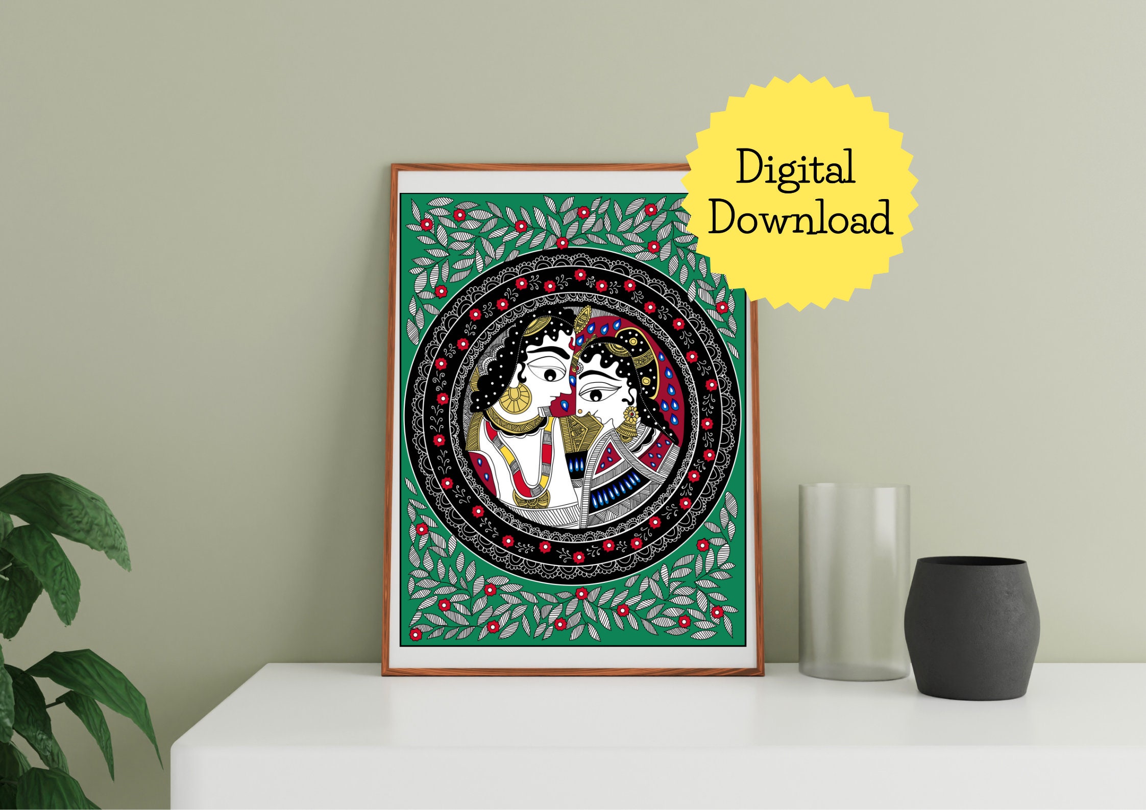 Hare Krishna Mantra Mandala Krishna Wall Art Krishna Print -  Denmark