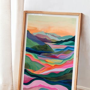 Abstract Pink Mountain Art Print: Colorful Scenery (Digital Download)