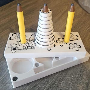 Tower of Hanoi Puzzle: The Tower Minoy, 10 Ring Brainteaser
