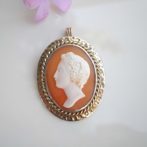 Pendentif broche broche camée or doré sur argent sterling vintage des années 1930