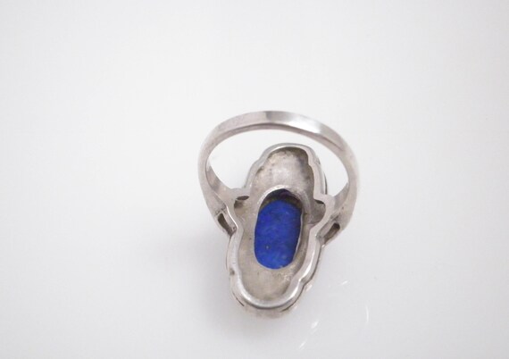 アクセサリー Vintage silver lapis lazuli Stone ring Lapis Lazuli Stone Silver Ring Oval Statement 925 Sterling