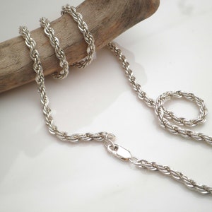 Vintage 4mm 925 Sterling Silver 20” Rope Chain Necklace - Etsy