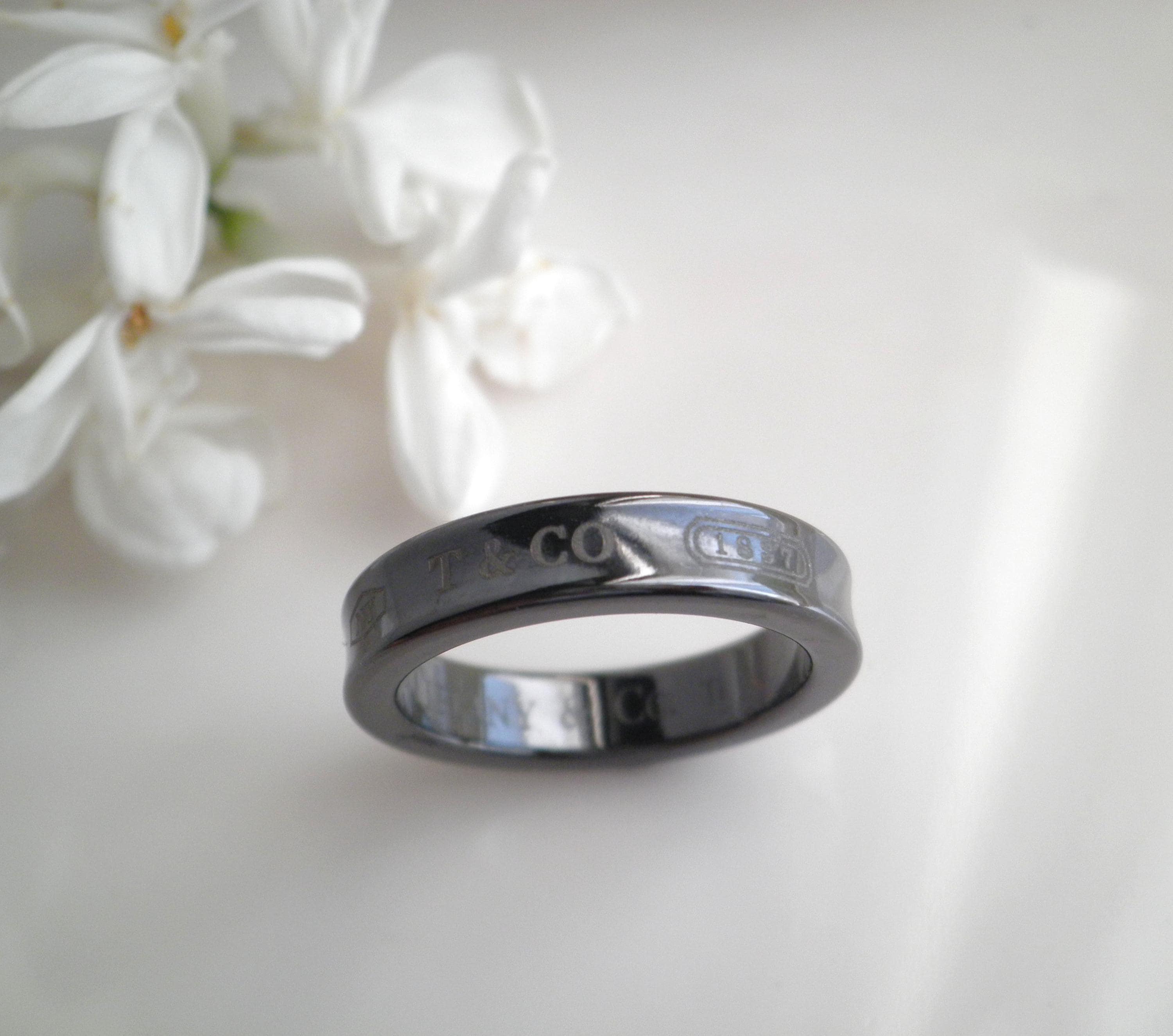 Authentic Signed Tiffany & Co 1837 Black Titanium Women's Band