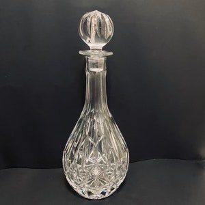Vintage Beautiful Signed Block Hand Blown Hand Cut Crystal Glass Decanter