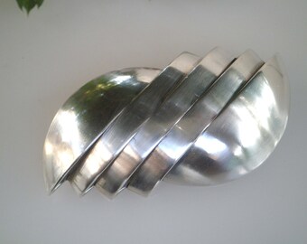 Vintage Taxco Mexico Large Abstract 925 Sterling Silver Modernist Brooch