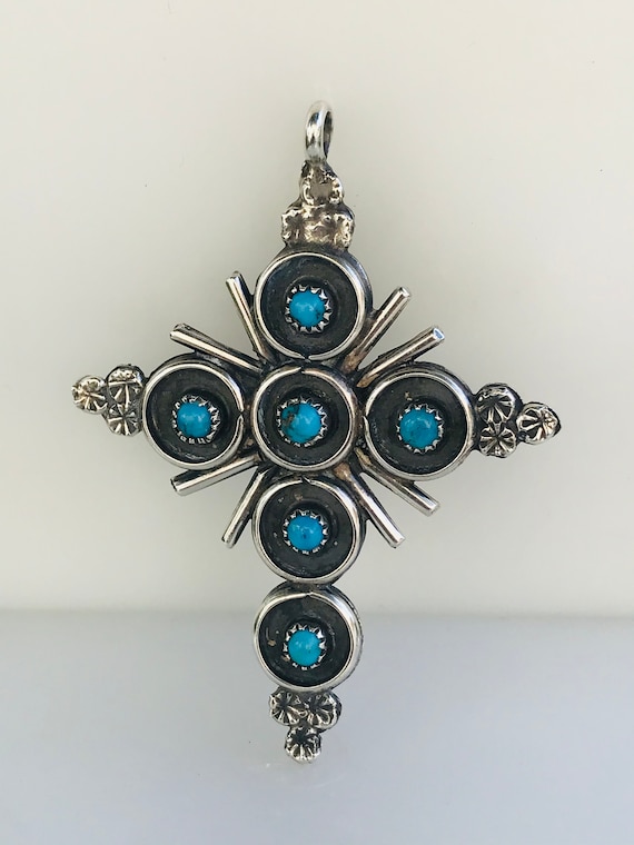 Special Vintage Native American Zuni Coral Sterling Silver Cross Necklace Special Vintage Native American Zuni Coral Sterling Silver Cross Necklace