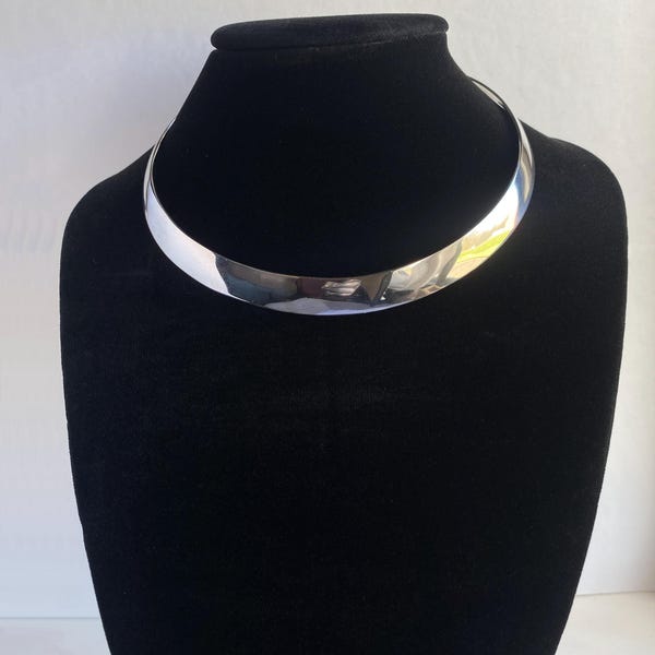 Taxco Corona Mexico Wide 925 Sterling Silver Choker/Collar