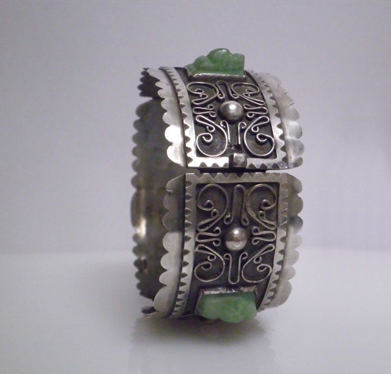 Vintage 1940's Mexico 925 Sterling Silver Hinged Pane… - Gem