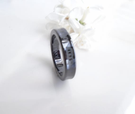 Authentic Signed Tiffany & Co 1837 Black Titanium Women's Band