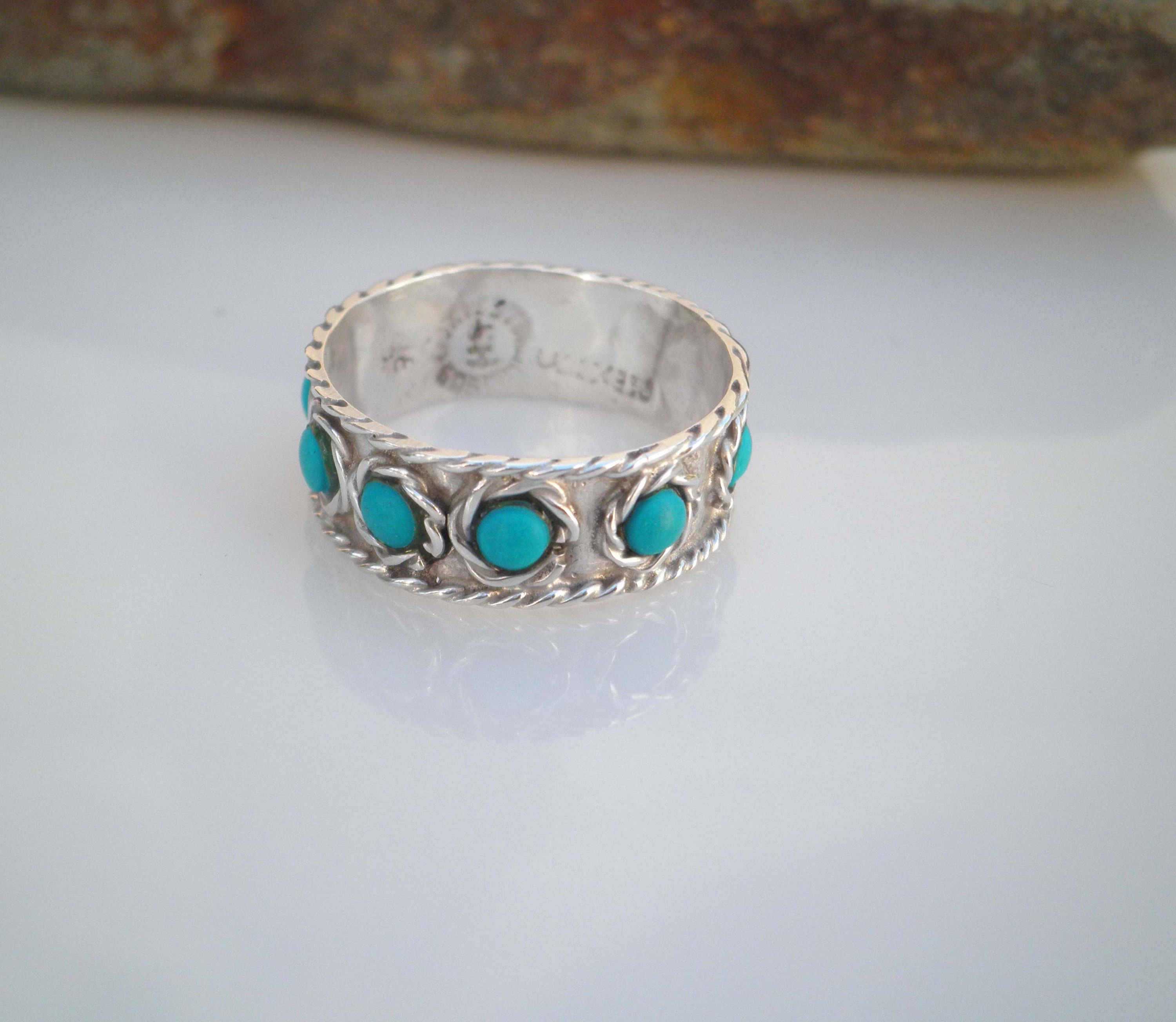 Native American Important Female Artist Jean Dale Turquoise Sterling Silver Bracelet Native American Important Female Artist Jean Dale Turquoise Sterling Silver Bracelet