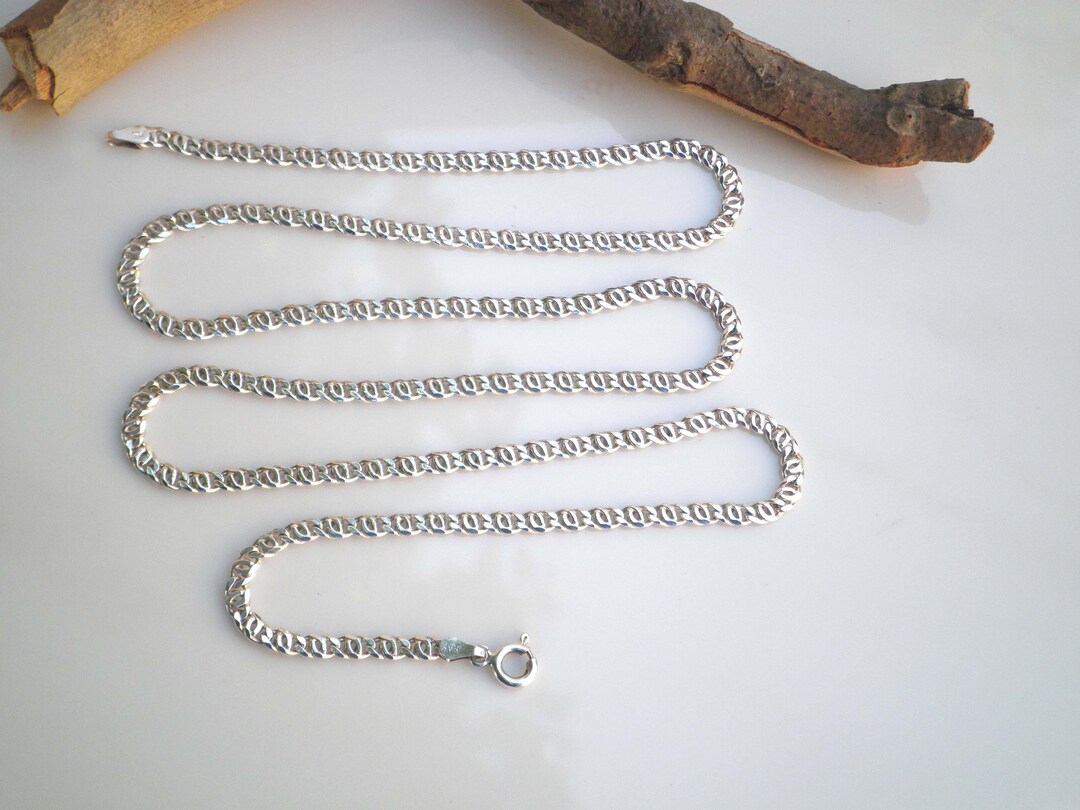 Fas 925 Vintage 24 Italy FAS 925 Sterling Silver 3mm Anchor Mariner Link Chain ...