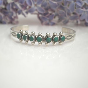 Moonstar Unique Vintage Native American Zuni Turquoise Inlay Sterling Silver Bracelet Moonstar Unique Vintage Native American Zuni Turquoise Inlay Sterling Silver Bracelet