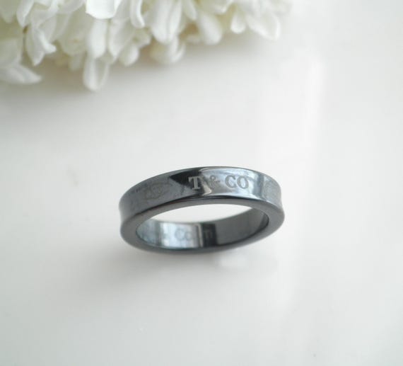 Authentic Signed Tiffany & Co 1837 Black Titanium Women's Band