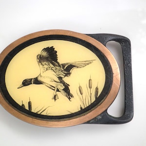 Vintage Oval Shape Tech Ether Guild Mallard Bird Solid Brass Men’s Belt Buckle