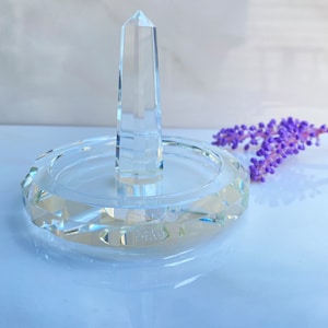 Vintage Signed Saks Fifth Avenue Crystal Glass Ring Holder