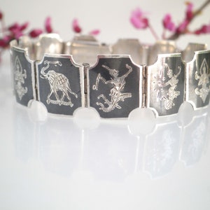 Vintage Siam Nielloware Sterling Silver Bracelet
