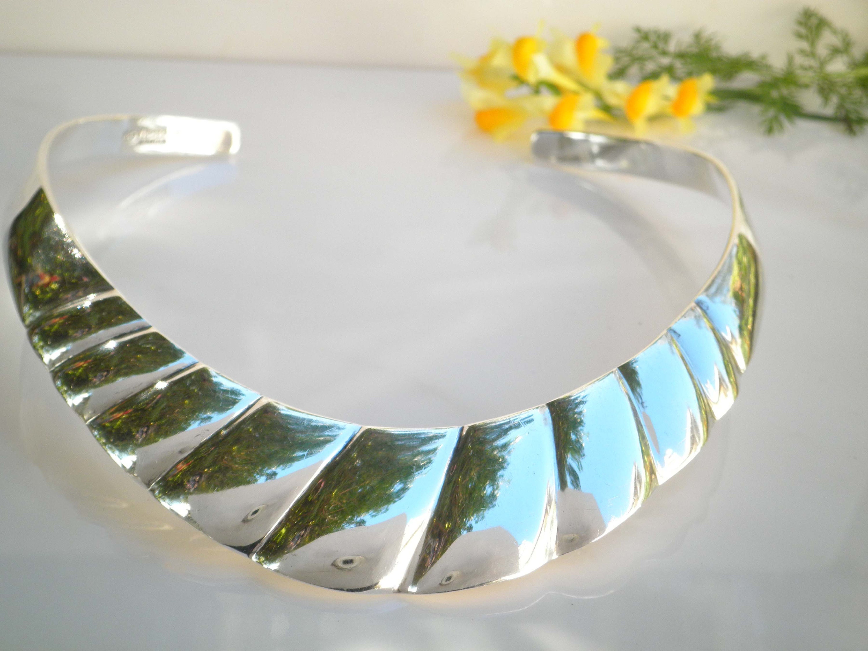 Vintage Mexico Taxco 925 Sterling Silver Wide Scalloped 15  display picture 3