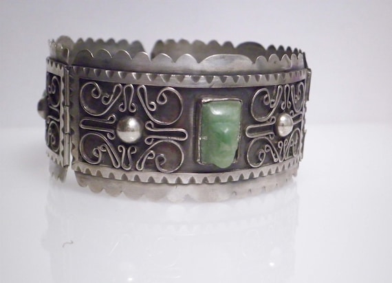 Vintage 1940's Mexico 925 Sterling Silver Hinged Pane… - Gem Vintage 1940's Mexico 925 Sterling Silver Hinged Pane… - Gem