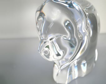 Vintage Beautiful Hoya Museum Crystal Glass Wildlife Lion Statue