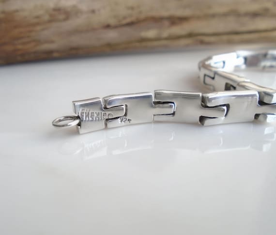 Vintage Mexico 6.7mm Wide 925 Sterling Silver Heavy Link