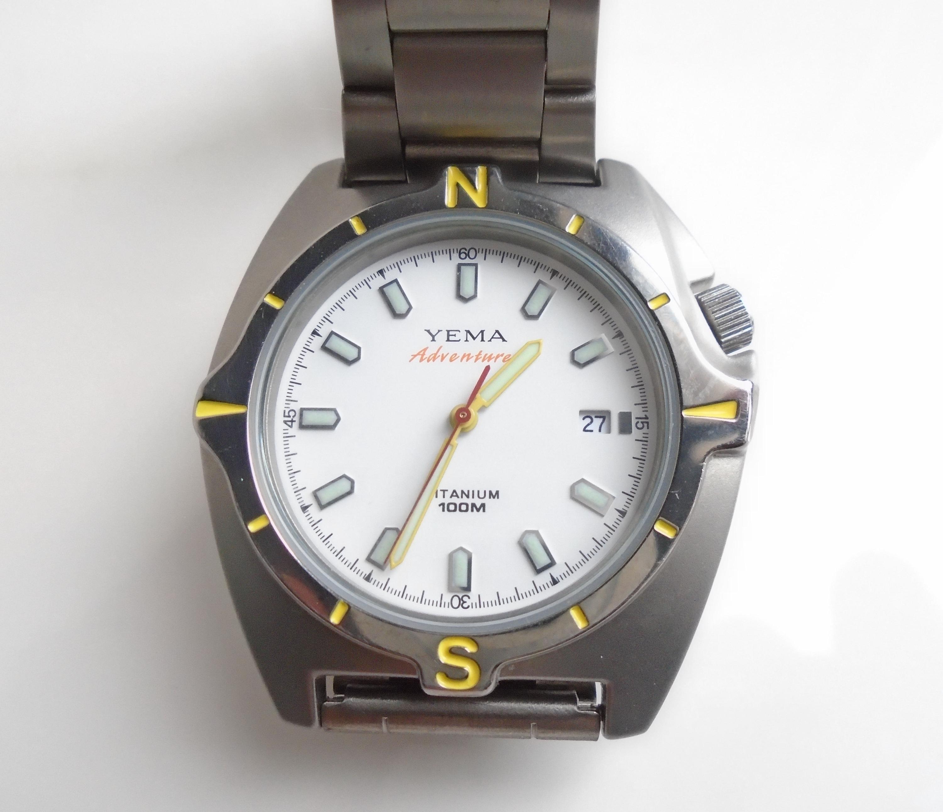 Vintage Rugged Yema All Titanium Adventurer Glows in the Dark Date 