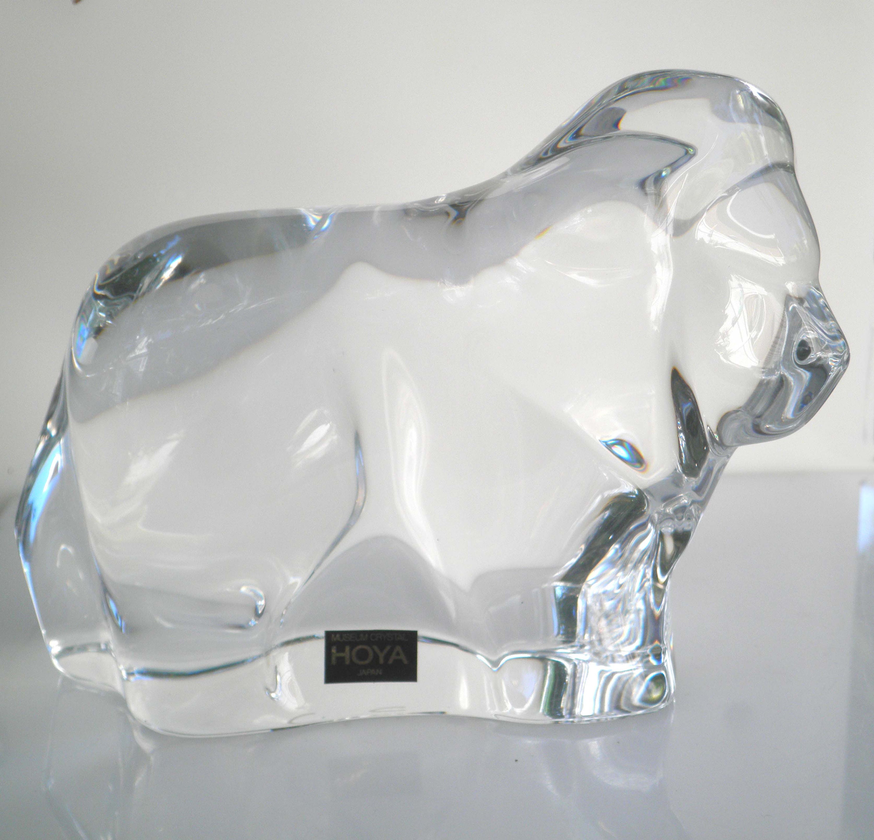 Vintage Beautiful Hoya Museum Crystal Glass Wildlife Lion Statue