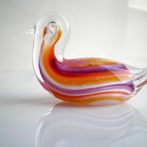 Vintage Beautiful Multi Color Art Glass Hand Blown Glass Bird Figurine