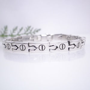 Vintage Taxco Mexico Screw Design 925 Sterling Silver Heavy Link Bracelet
