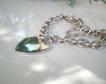 Bracciale Catena Forzatina con Cuore Martellato e Cuore bombato