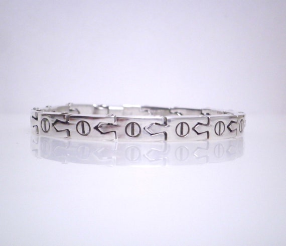 Vintage Taxco Mexico Screw Design 925 Sterling Silver Heavy Link